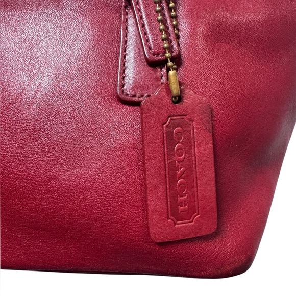 Vintage COACH 9846 Shoulder Bag Red Leather Small Legacy Hampton Tote 90s - Picture 2 of 16